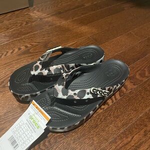 CROCS Animal Print Platform Flip Flops
